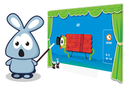 Picture of rabbit in front of screenshot of activity.